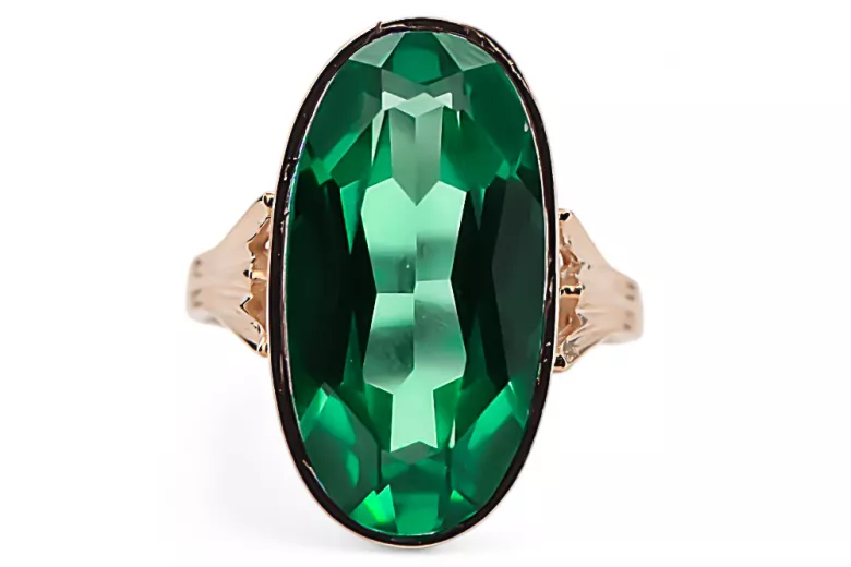 Anneau Style vintage Émeraude Or rose 14 carats vintage d'origine vrc113r